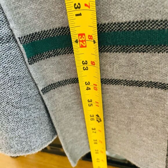 Anthropologie Oliver.O Open Front Hooded Cardigan Jacket Gray and Green Plaid Si - Picture 7 of 10